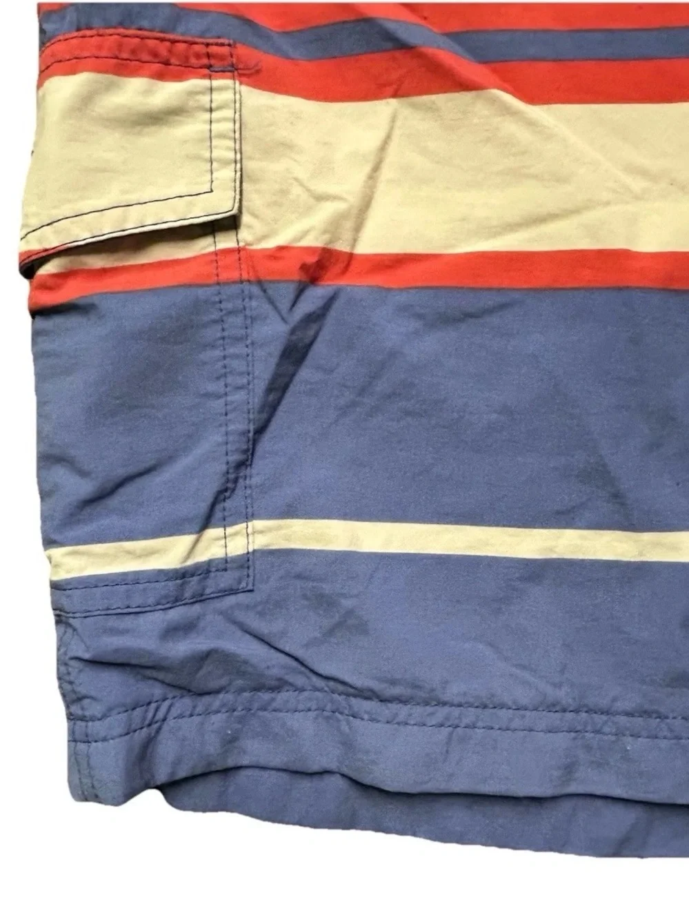 Men’s J. Crew Red White Blue Striped Swim Trunks Size 34 4th of July